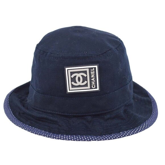 AUTHENTICITY GUARANTEED Chanel Navy Sport Line Bucket Hat #M Small Good - Picture 1 of 8